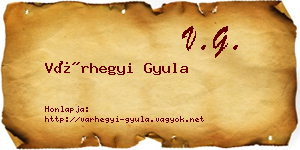 Várhegyi Gyula névjegykártya