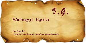 Várhegyi Gyula névjegykártya